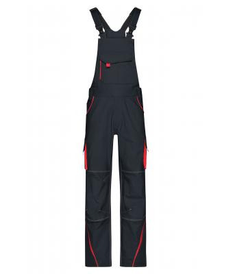 Unisexe Pantalon workwear à bretelles - COLOR - Carbone/rouge 8525