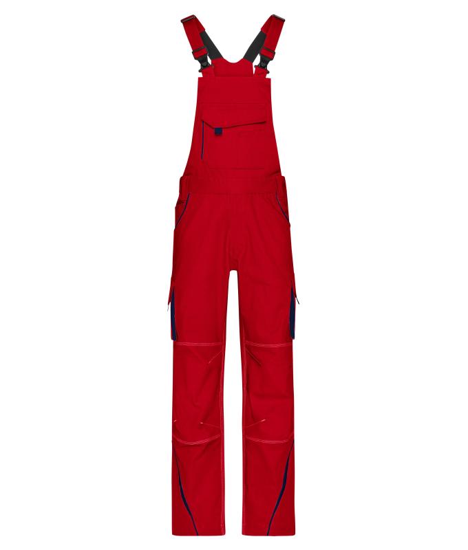 Unisexe Pantalon workwear à bretelles - COLOR - Rouge/marine 8525