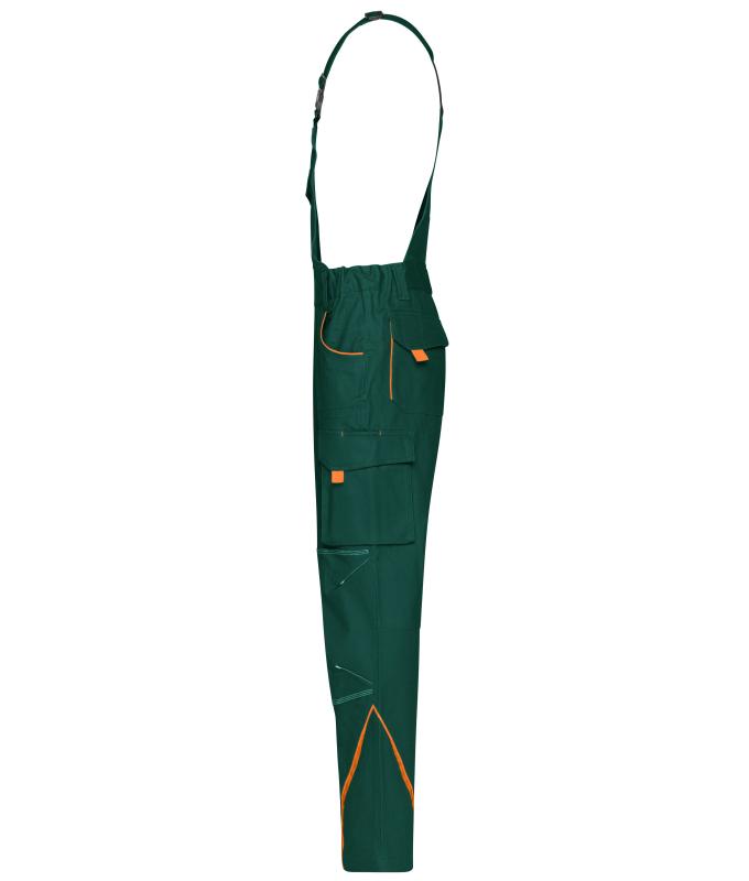 Unisexe Pantalon workwear à bretelles - COLOR - Vert-foncé/orange 8525