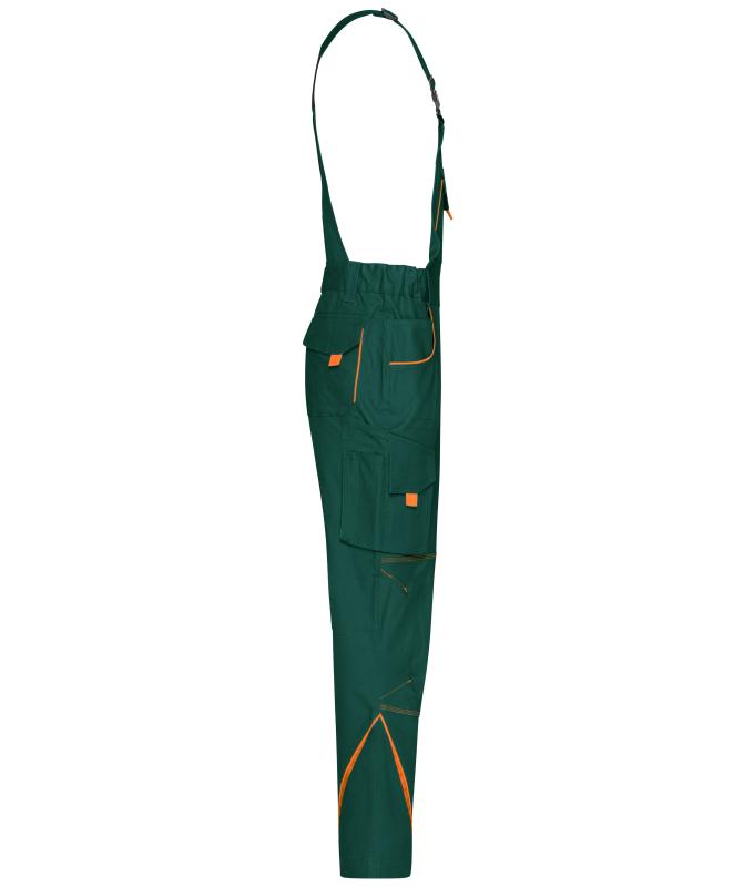 Unisexe Pantalon workwear à bretelles - COLOR - Vert-foncé/orange 8525