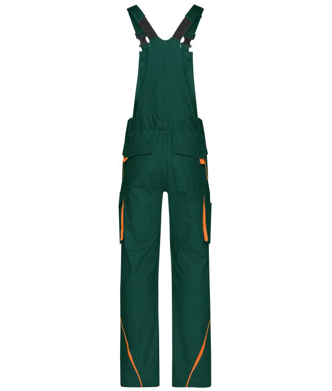 Unisexe Pantalon workwear à bretelles - COLOR - Vert-foncé/orange 8525