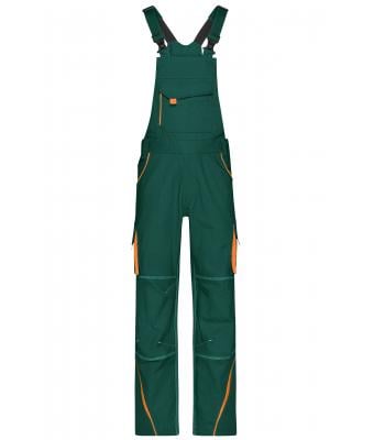 Unisexe Pantalon workwear à bretelles - COLOR - Vert-foncé/orange 8525