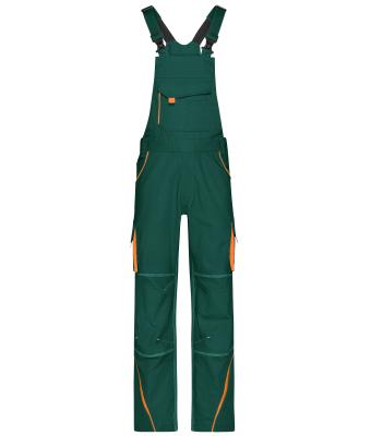 Unisexe Pantalon workwear à bretelles - COLOR - Vert-foncé/orange 8525