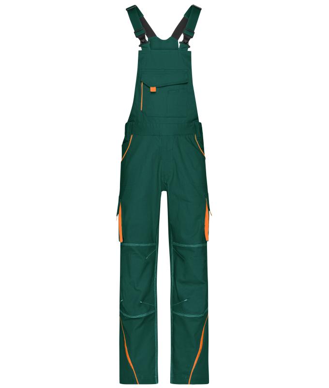 Unisexe Pantalon workwear à bretelles - COLOR - Vert-foncé/orange 8525