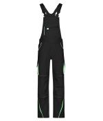 Unisex Workwear Pants with Bib - COLOR - Black/lime-green 8525