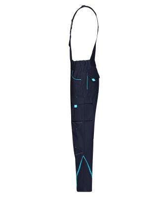 Unisex Workwear Pants with Bib - COLOR - Navy/turquoise 8525