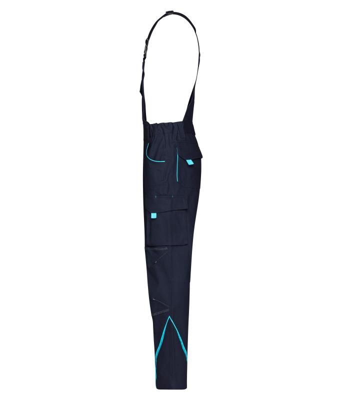 Unisex Workwear Pants with Bib - COLOR - Navy/turquoise 8525
