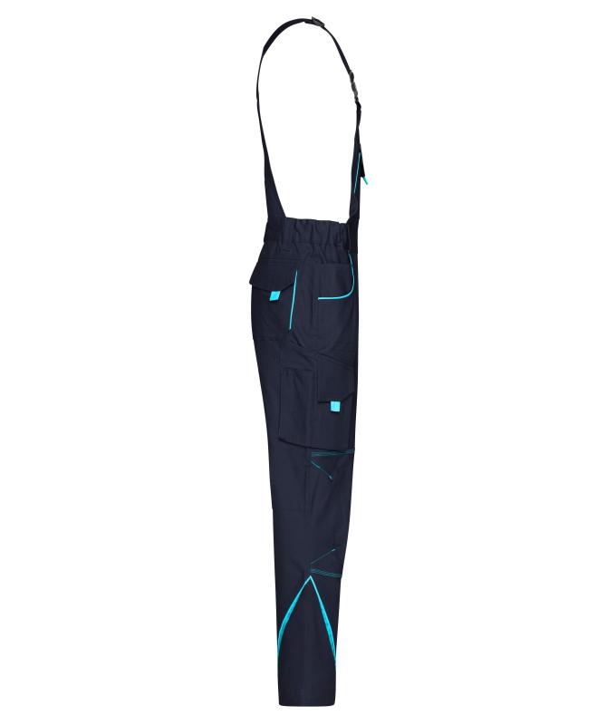 Unisex Workwear Pants with Bib - COLOR - Navy/turquoise 8525