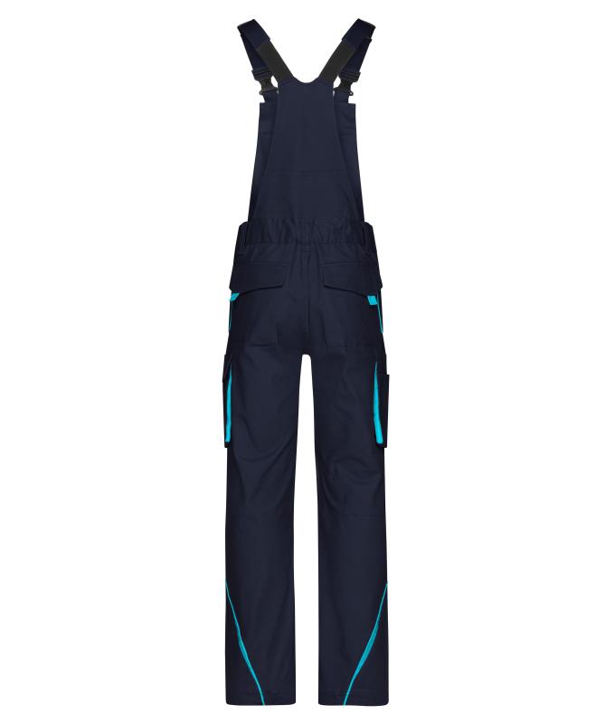 Unisex Workwear Pants with Bib - COLOR - Navy/turquoise 8525
