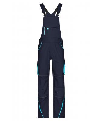 Unisex Workwear Pants with Bib - COLOR - Navy/turquoise 8525