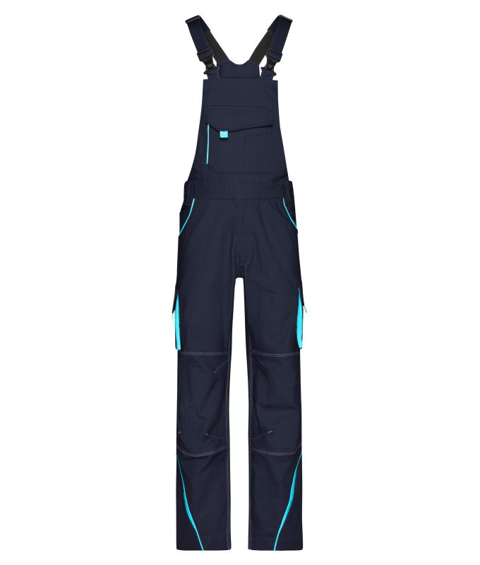 Unisex Workwear Pants with Bib - COLOR - Navy/turquoise 8525