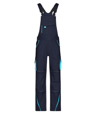 Unisex Workwear Pants with Bib - COLOR - Navy/turquoise 8525