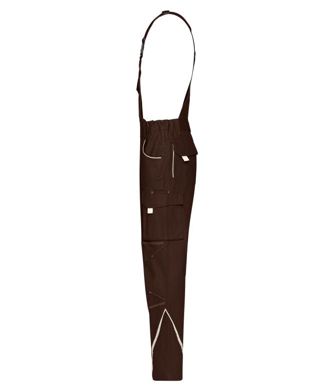 Unisex Workwear Pants with Bib - COLOR - Brown/stone 8525