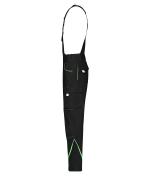 Unisex Workwear Pants with Bib - COLOR - Black/lime-green 8525