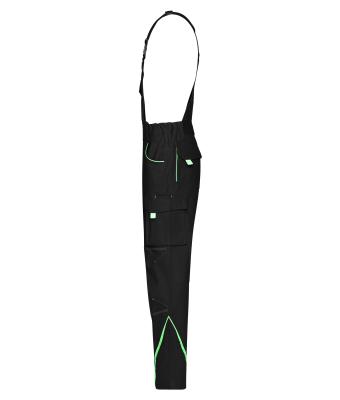 Unisex Workwear Pants with Bib - COLOR - Zwart/lime 8525