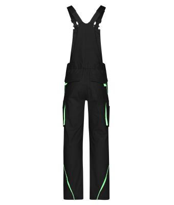 Unisex Workwear Pants with Bib - COLOR - Zwart/lime 8525