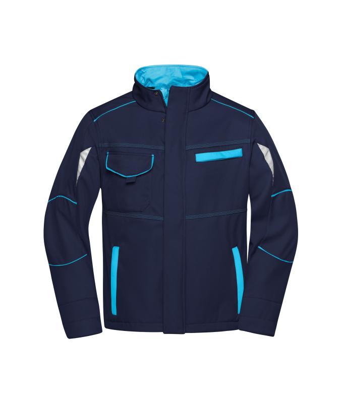 Unisexe Veste workwear softshell - COLOR - Marine/turquoise 8528