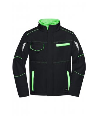 Unisexe Veste workwear softshell - COLOR - Noir/vert-citron 8528