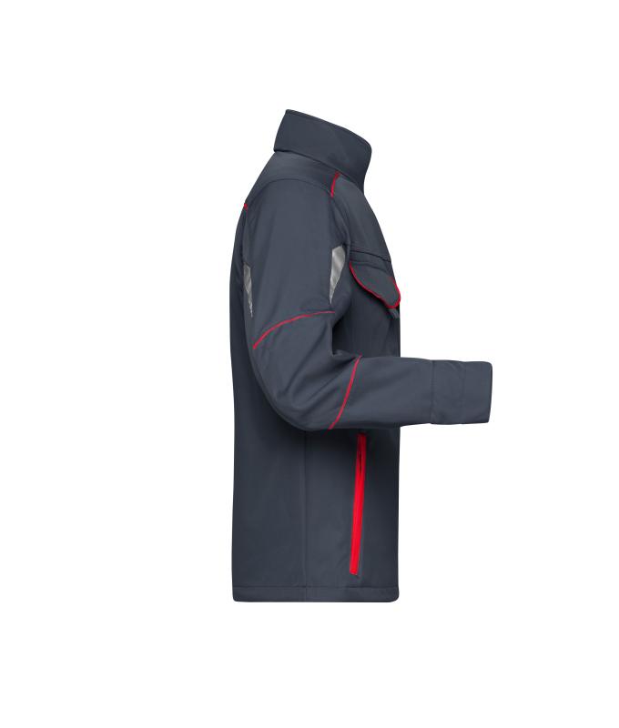 Unisexe Veste workwear softshell - COLOR - Carbone/rouge 8528