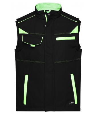 Unisexe Bodywarmer workwear softshell - COLOR - Noir/vert-citron 8529