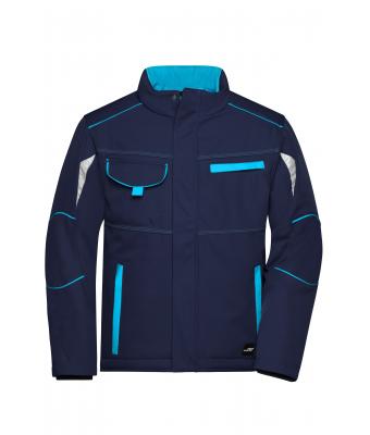 Unisex Workwear Softshell Padded Jacket - COLOR - Navy/turquoise 8530