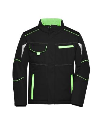 Unisex Workwear Softshell Padded Jacket - COLOR - Zwart/lime 8530
