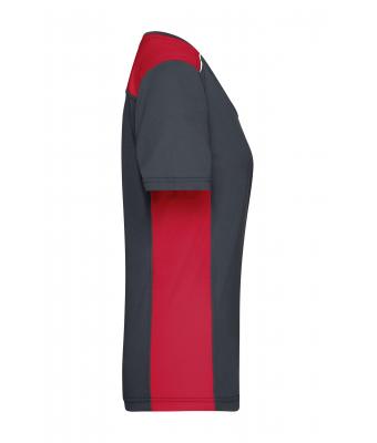 Dames Ladies' Workwear T-Shirt - COLOR - Carbon/rood 8534