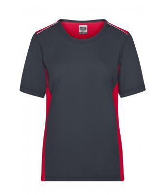 Dames Ladies' Workwear T-Shirt - COLOR - Carbon/rood 8534