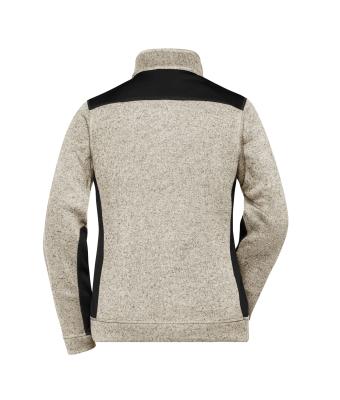 Damen Ladies' Knitted Workwear Fleece Jacket - STRONG - Stone-melange/black 8536