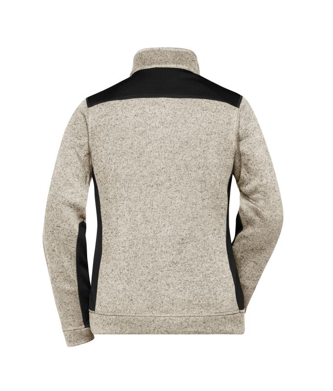 Damen Ladies' Knitted Workwear Fleece Jacket - STRONG - Stone-melange/black 8536
