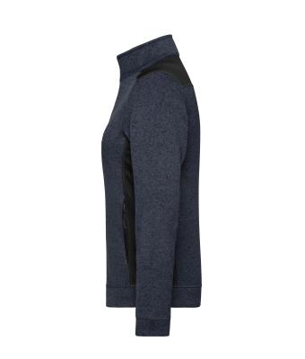 Dames Ladies' Knitted Workwear Fleece Jacket - STRONG - Carbon-melange/zwart 8536