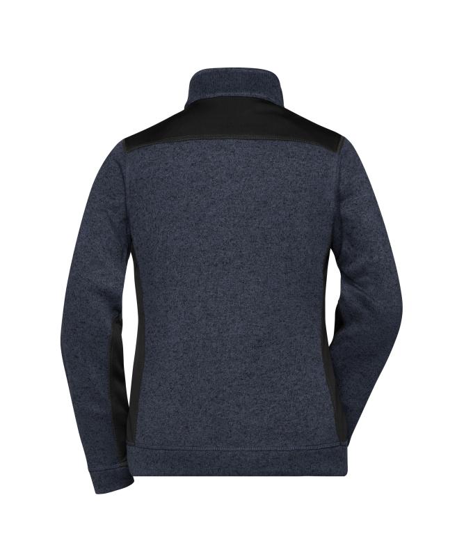 Dames Ladies' Knitted Workwear Fleece Jacket - STRONG - Carbon-melange/zwart 8536