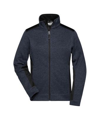 Dames Ladies' Knitted Workwear Fleece Jacket - STRONG - Carbon-melange/zwart 8536