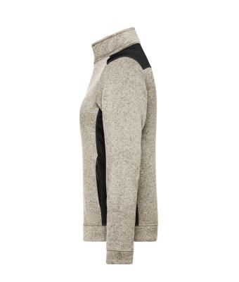 Dames Ladies' Knitted Workwear Fleece Jacket - STRONG - Steen-melange/zwart 8536