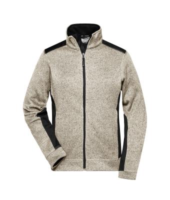 Dames Ladies' Knitted Workwear Fleece Jacket - STRONG - Steen-melange/zwart 8536