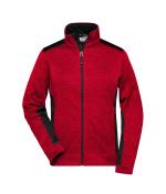 Damen Ladies' Knitted Workwear Fleece Jacket - STRONG - Red-melange/black 8536