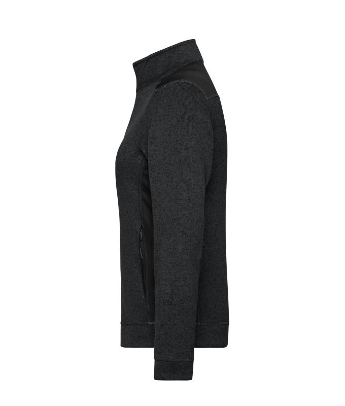 Damen Ladies' Knitted Workwear Fleece Jacket - STRONG - Black/black 8536