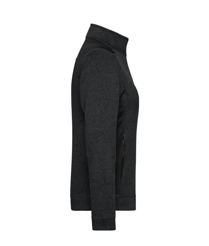 Damen Ladies' Knitted Workwear Fleece Jacket - STRONG - Black/black 8536