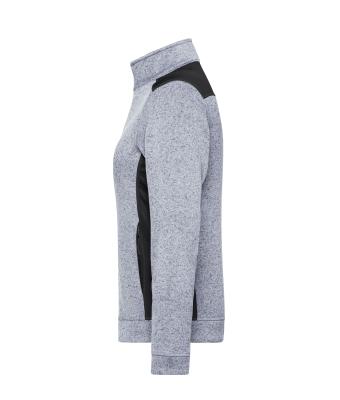 Dames Ladies' Knitted Workwear Fleece Jacket - STRONG - Wit-melange/carbon 8536