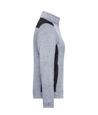 Dames Ladies' Knitted Workwear Fleece Jacket - STRONG - Wit-melange/carbon 8536