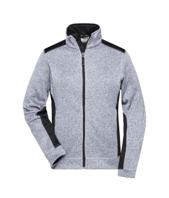 Dames Ladies' Knitted Workwear Fleece Jacket - STRONG - Wit-melange/carbon 8536