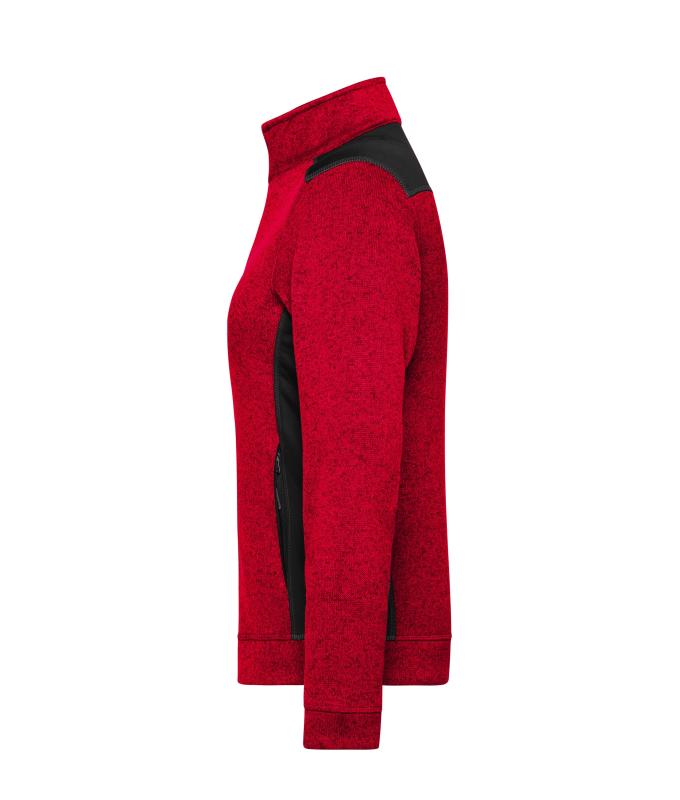 Femme Veste workwear polaire tricotée femme - STRONG - Rouge-mélange/noir 8536
