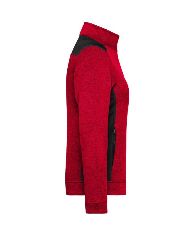 Femme Veste workwear polaire tricotée femme - STRONG - Rouge-mélange/noir 8536