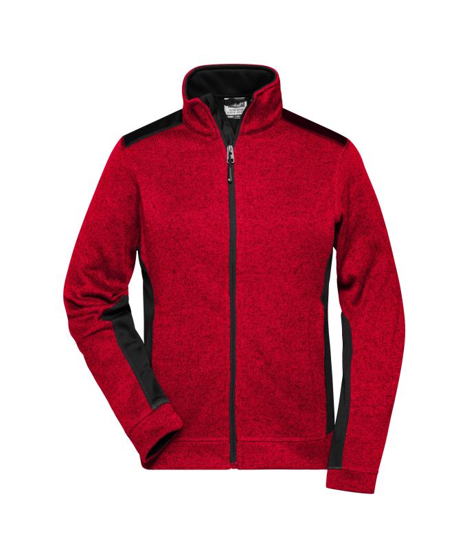 Femme Veste workwear polaire tricotée femme - STRONG - Rouge-mélange/noir 8536