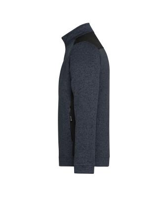 Heren Men's Knitted Workwear Fleece Jacket - STRONG - Carbon-melange/zwart 8537