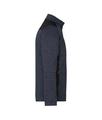 Heren Men's Knitted Workwear Fleece Jacket - STRONG - Carbon-melange/zwart 8537