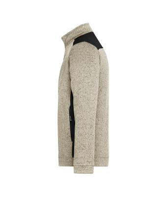 Heren Men's Knitted Workwear Fleece Jacket - STRONG - Steen-melange/zwart 8537