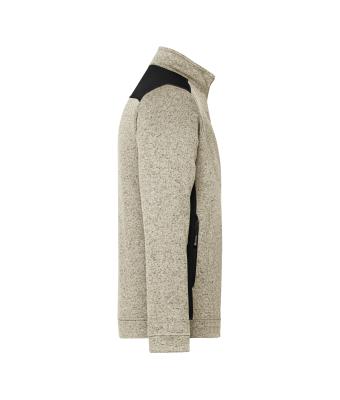 Heren Men's Knitted Workwear Fleece Jacket - STRONG - Steen-melange/zwart 8537