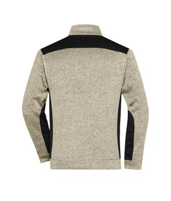 Heren Men's Knitted Workwear Fleece Jacket - STRONG - Steen-melange/zwart 8537