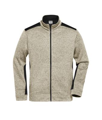 Heren Men's Knitted Workwear Fleece Jacket - STRONG - Steen-melange/zwart 8537